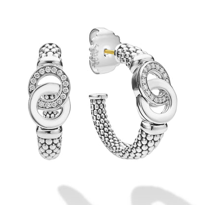 Caviar Interlocking Diamond mm Hoop Earrings