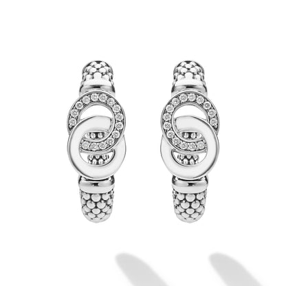 Caviar Interlocking Diamond mm Hoop Earrings