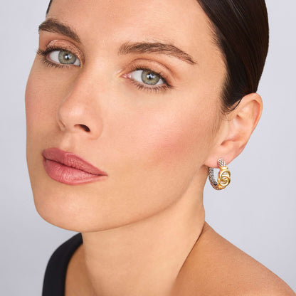 Caviar Interlocking Diamond mm Hoop Earrings