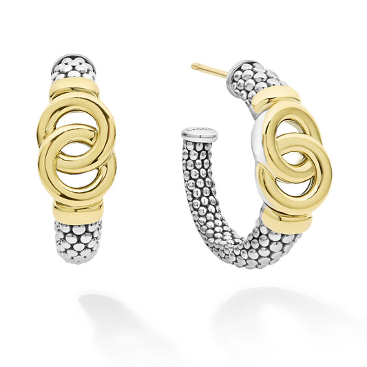 Caviar Interlocking Diamond mm Hoop Earrings