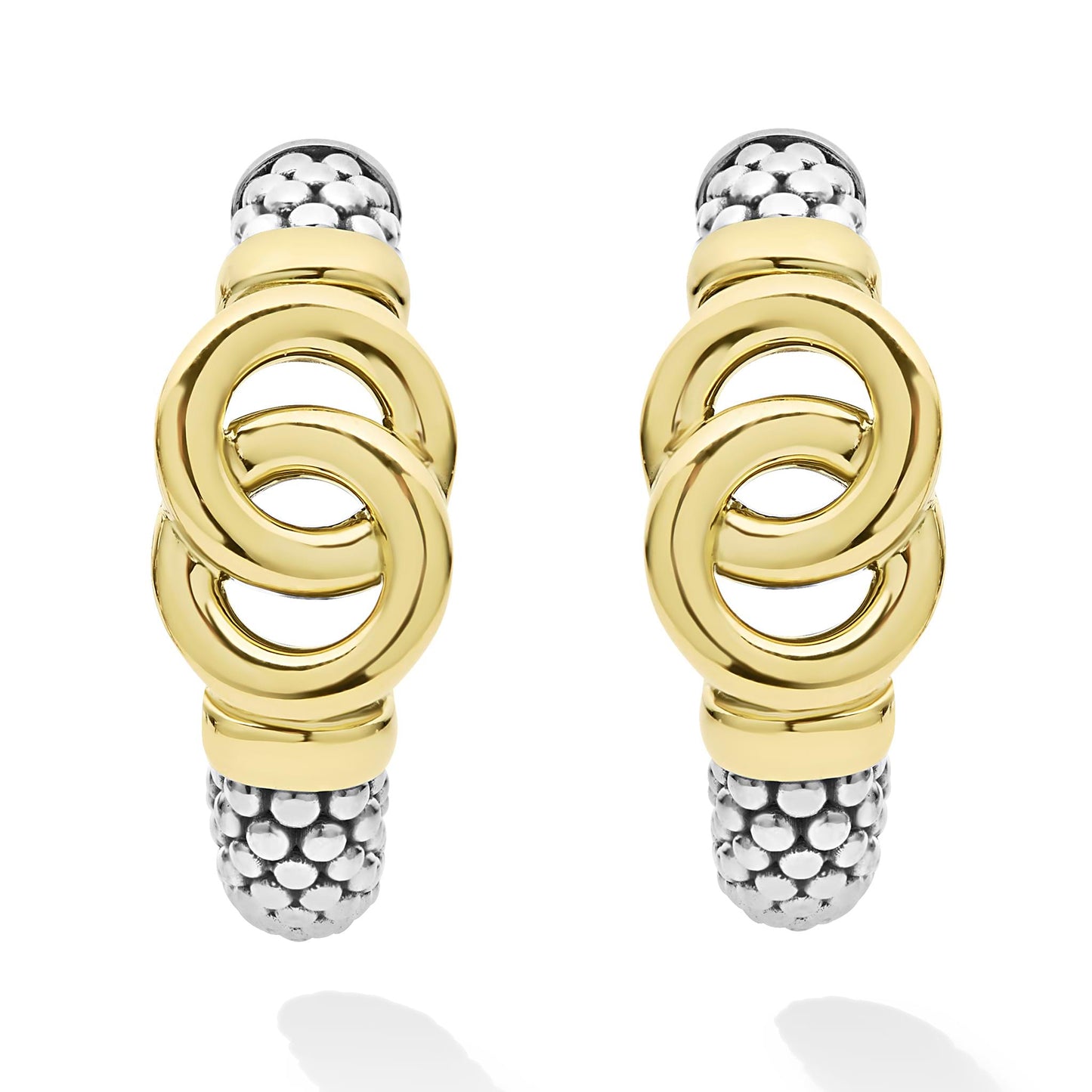 Caviar Interlocking Diamond mm Hoop Earrings