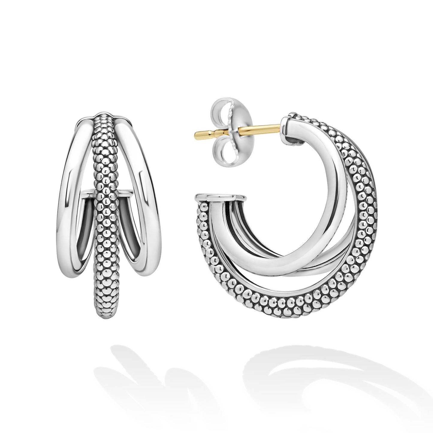 Caviar Triple Hoop Earrings