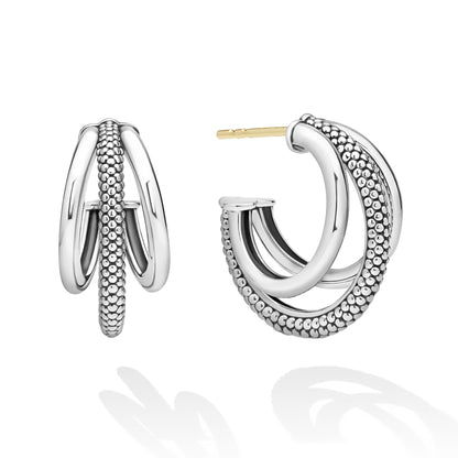 Caviar Triple Hoop Earrings