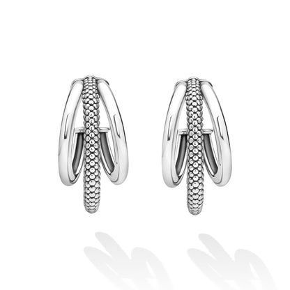 Caviar Triple Hoop Earrings