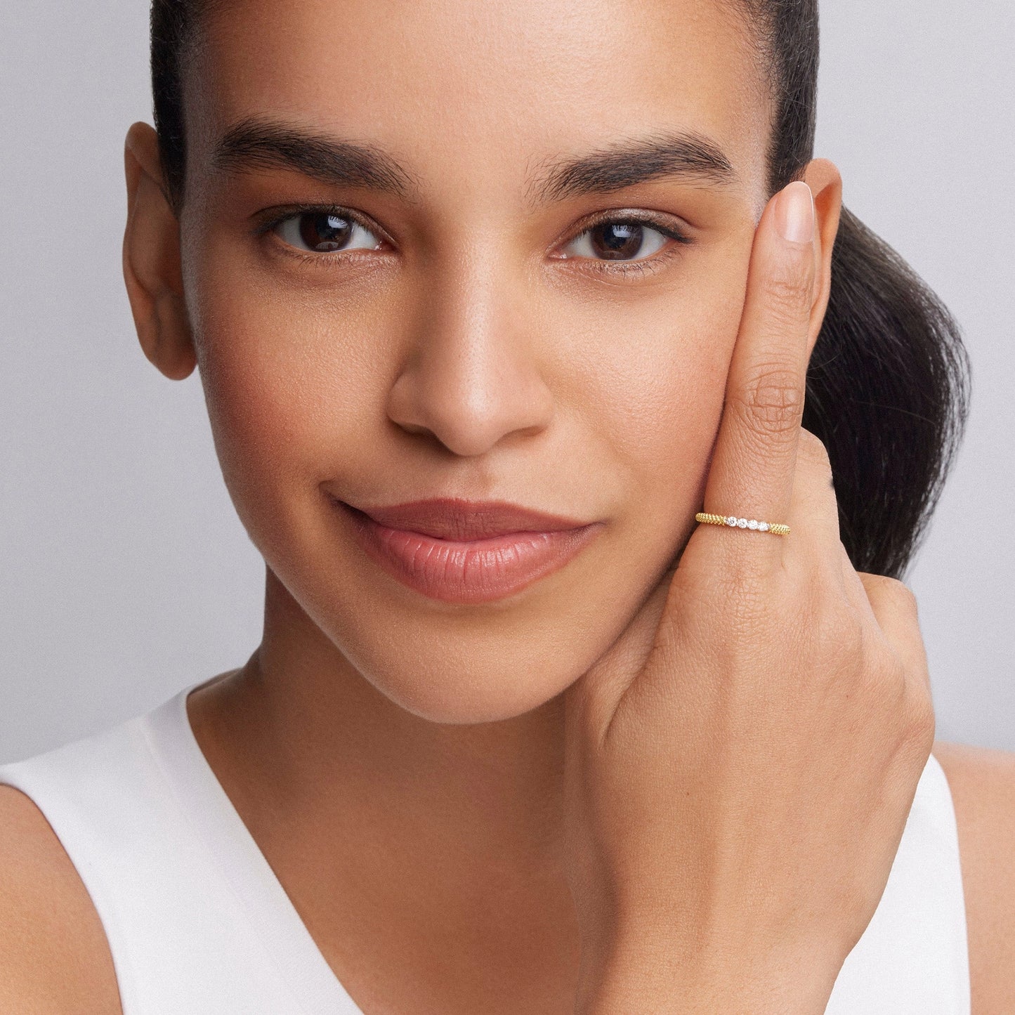 Superfine Diamond And Caviar Stacking Ring