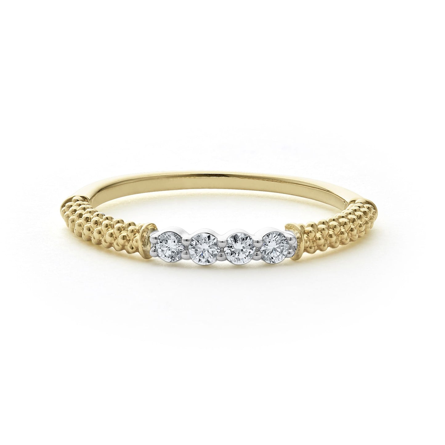 Superfine Diamond And Caviar Stacking Ring