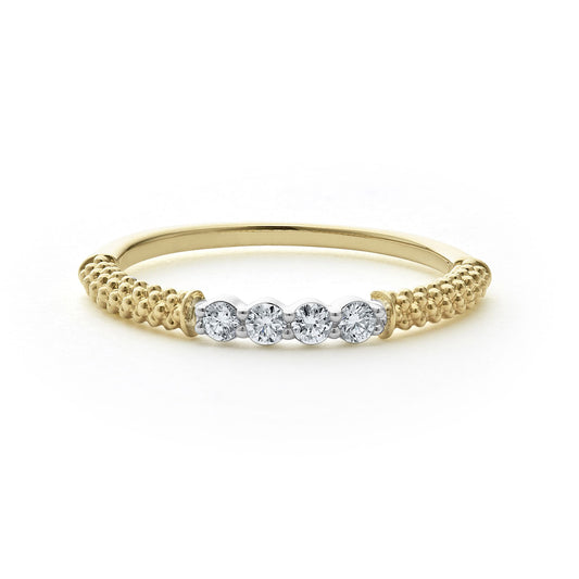 Superfine Diamond And Caviar Stacking Ring