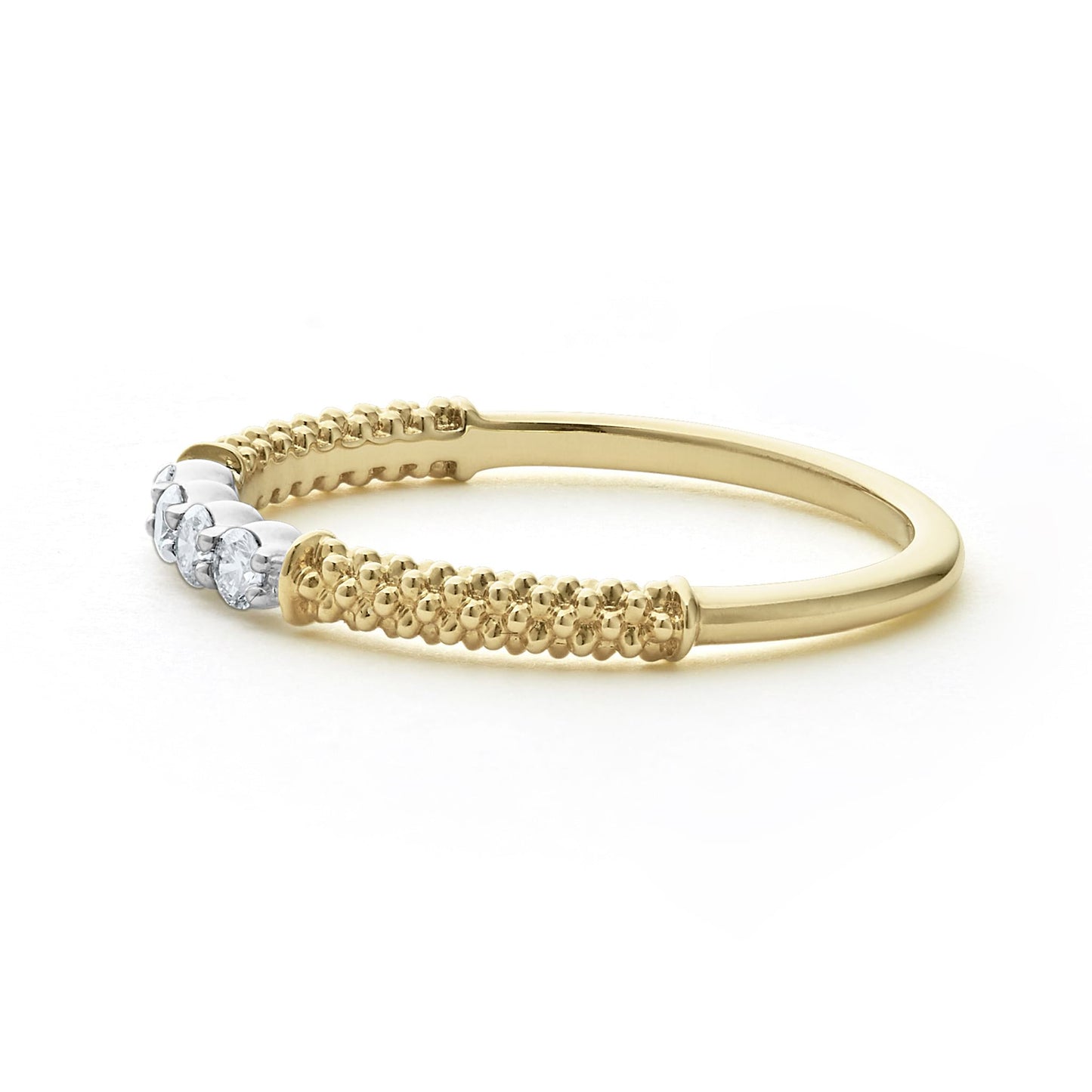 Superfine Diamond And Caviar Stacking Ring
