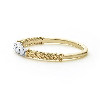 Superfine Diamond And Caviar Stacking Ring