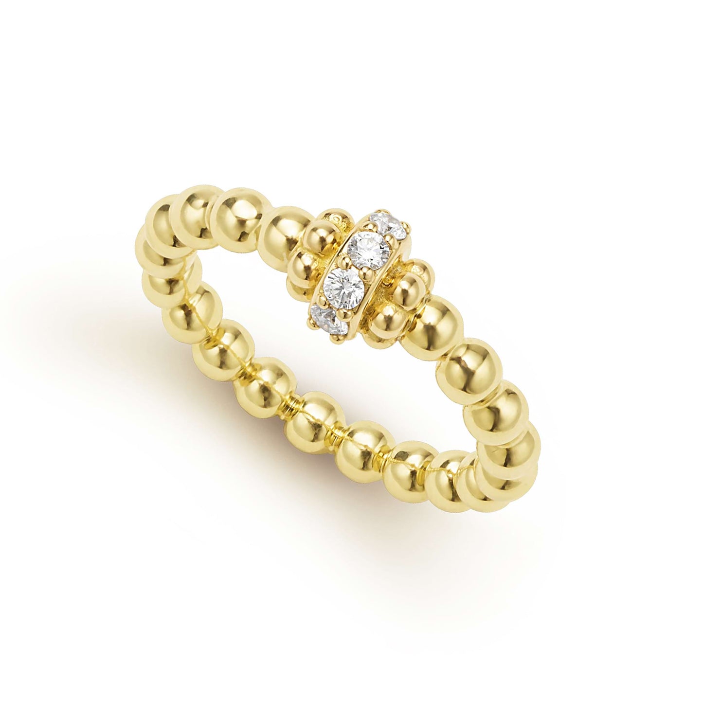 5rd Gold Caviar Beaded Diamond Rondelle Stacking Ring