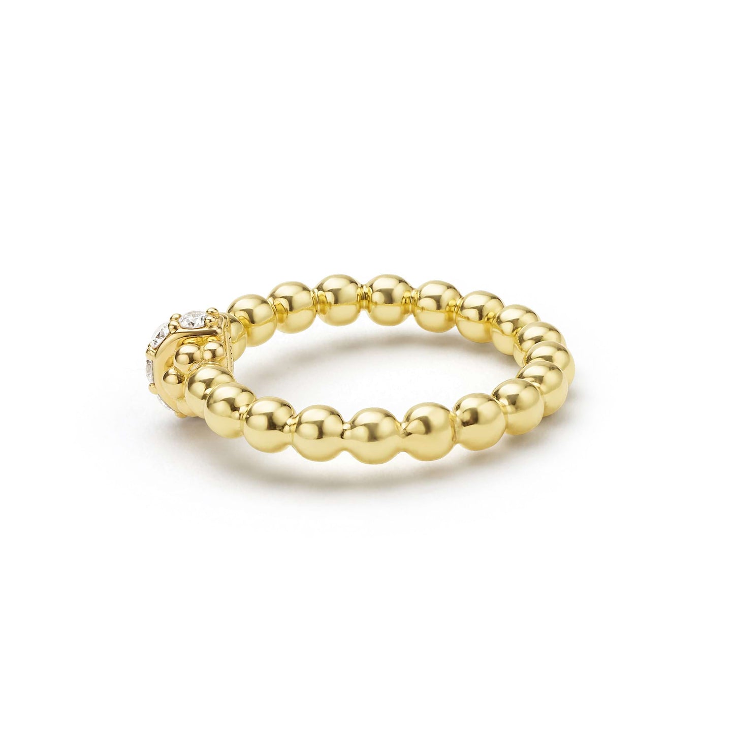 5rd Gold Caviar Beaded Diamond Rondelle Stacking Ring