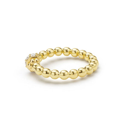 5rd Gold Caviar Beaded Diamond Rondelle Stacking Ring