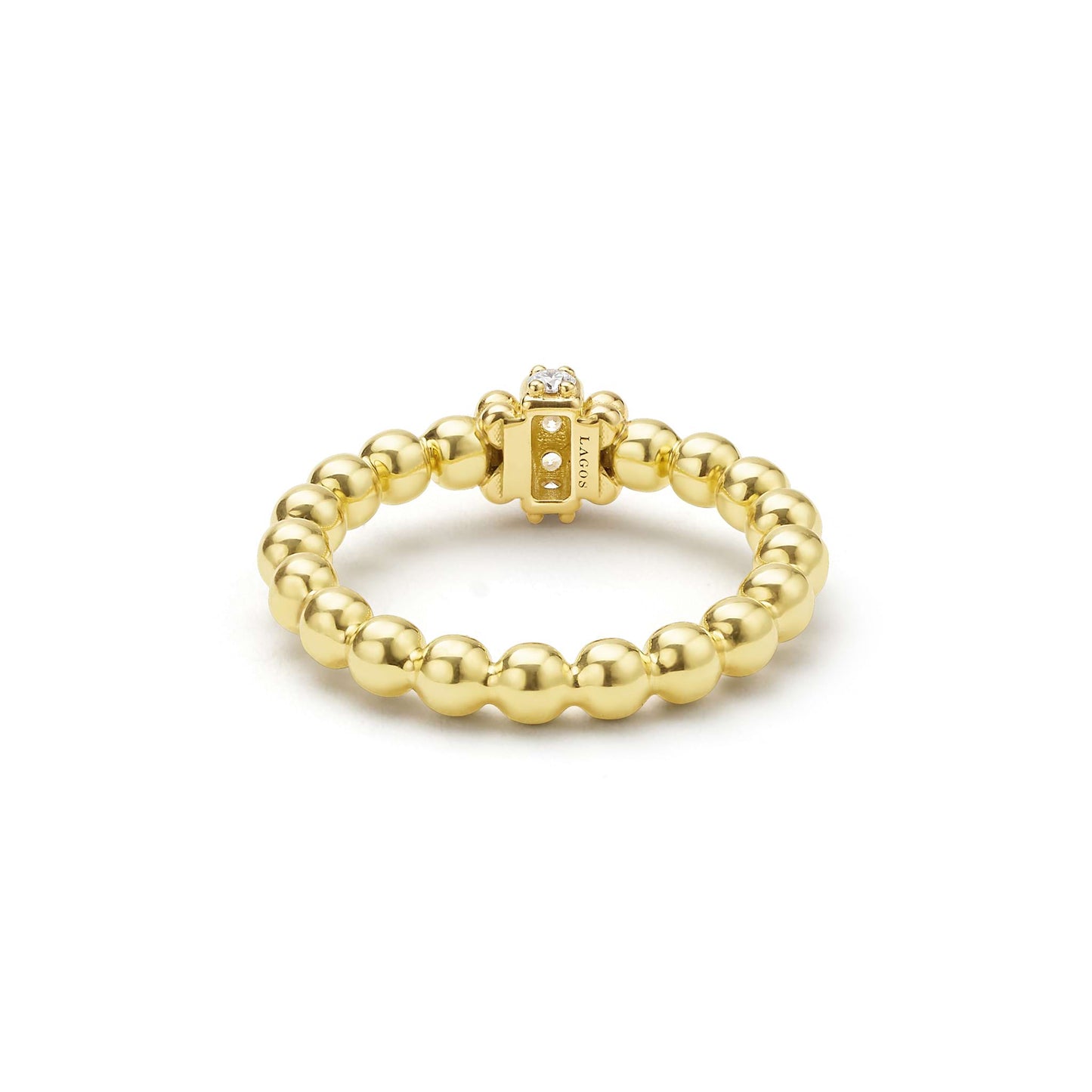 5rd Gold Caviar Beaded Diamond Rondelle Stacking Ring