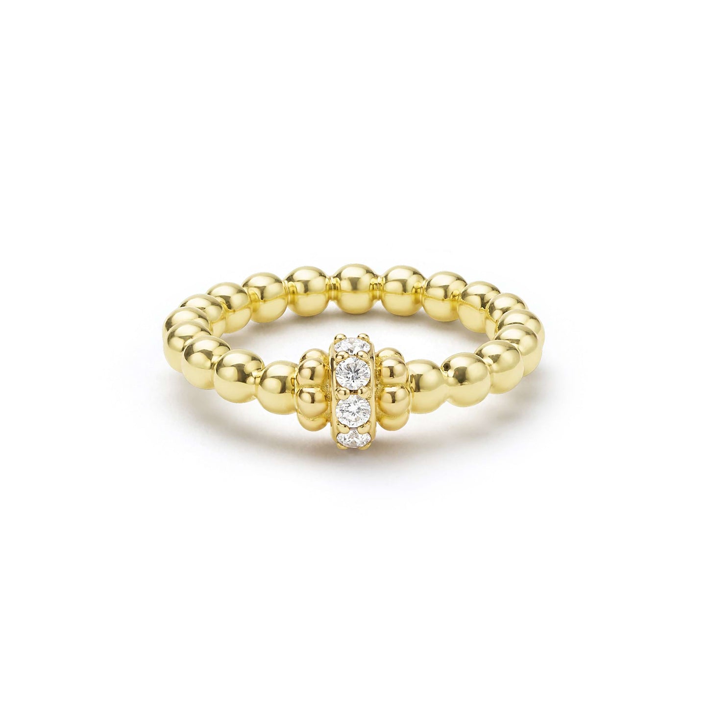 5rd Gold Caviar Beaded Diamond Rondelle Stacking Ring