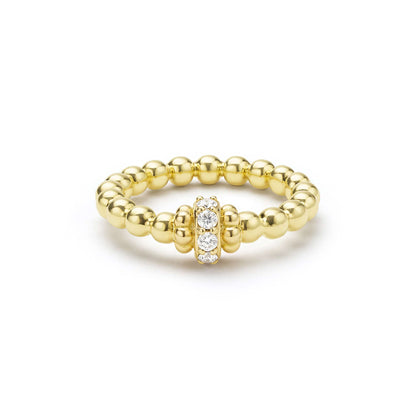 5rd Gold Caviar Beaded Diamond Rondelle Stacking Ring