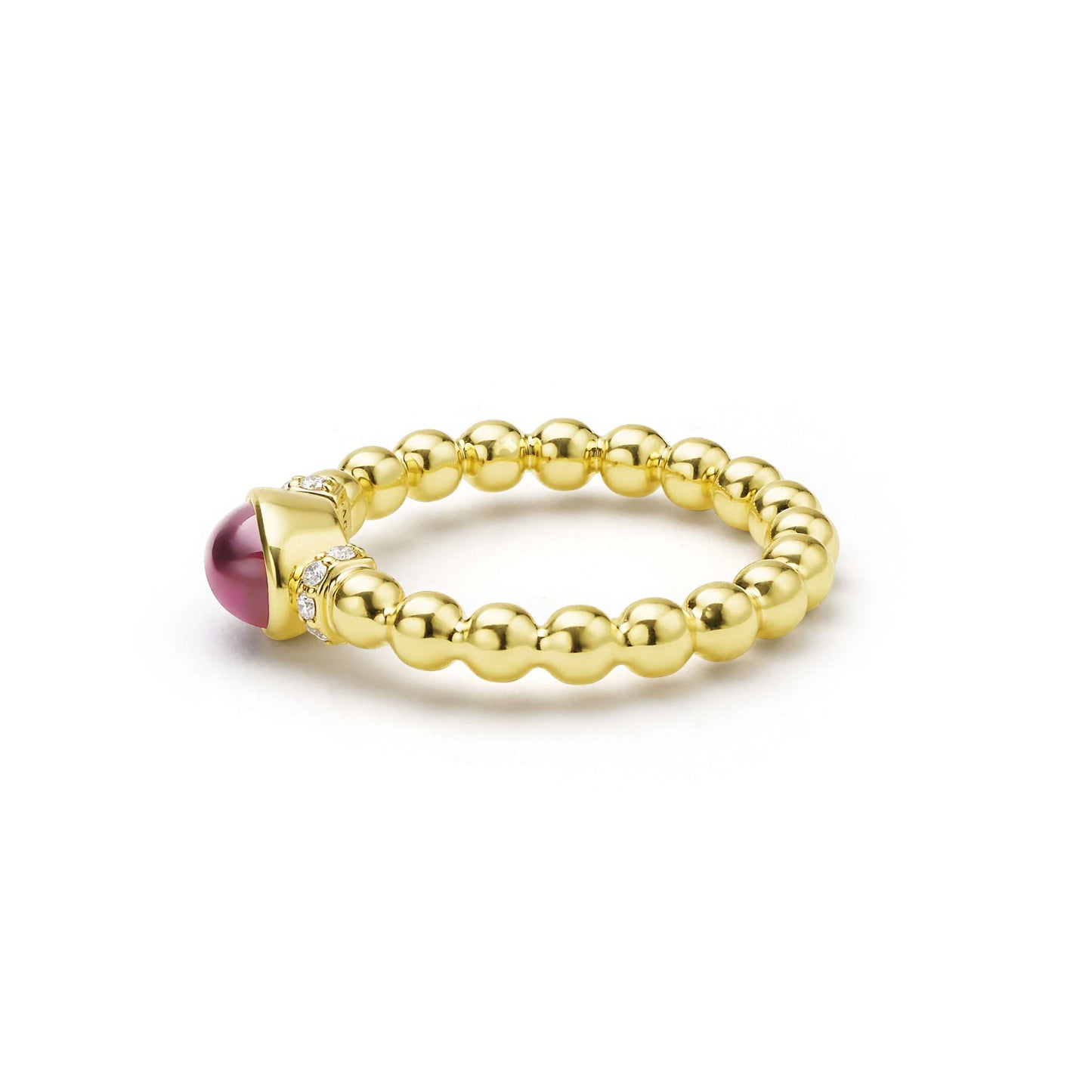 Diamond And Rhodolite Garnet Caviar Beaded Ring