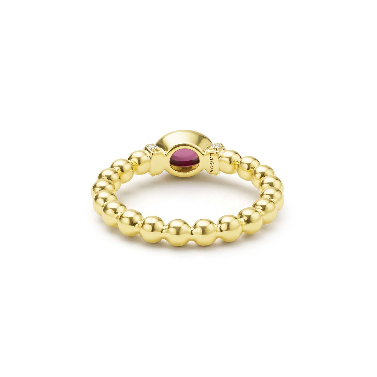 Diamond And Rhodolite Garnet Caviar Beaded Ring