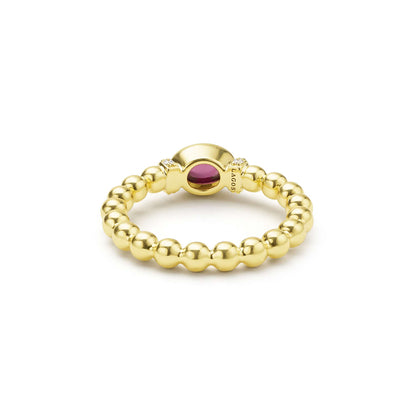 Diamond And Rhodolite Garnet Caviar Beaded Ring