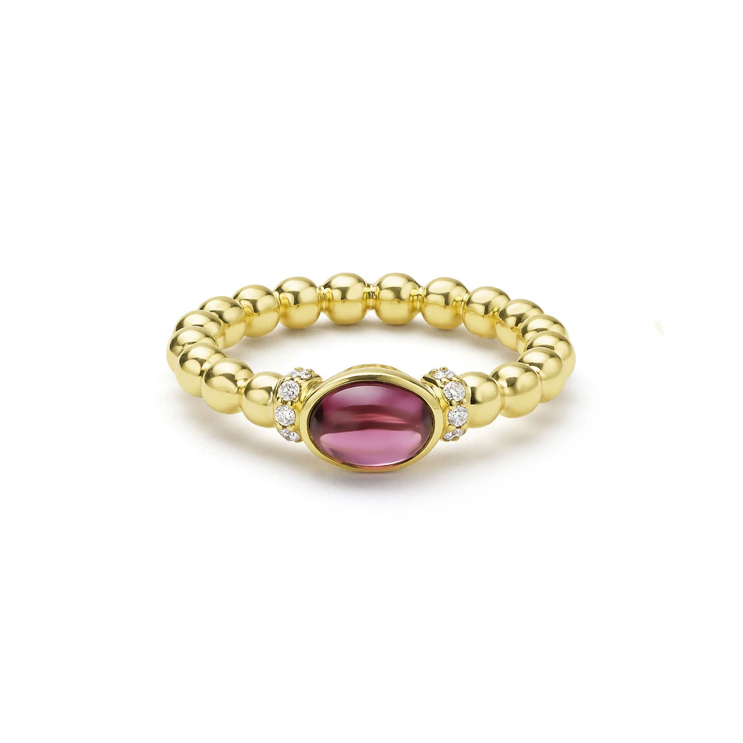 Diamond And Rhodolite Garnet Caviar Beaded Ring