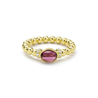 Diamond And Rhodolite Garnet Caviar Beaded Ring