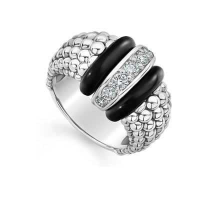 Black ceramic bracelet with caviar beading design.