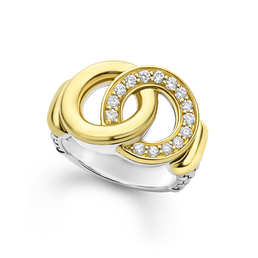 18K Gold and Sterling Silver Diamond Ring