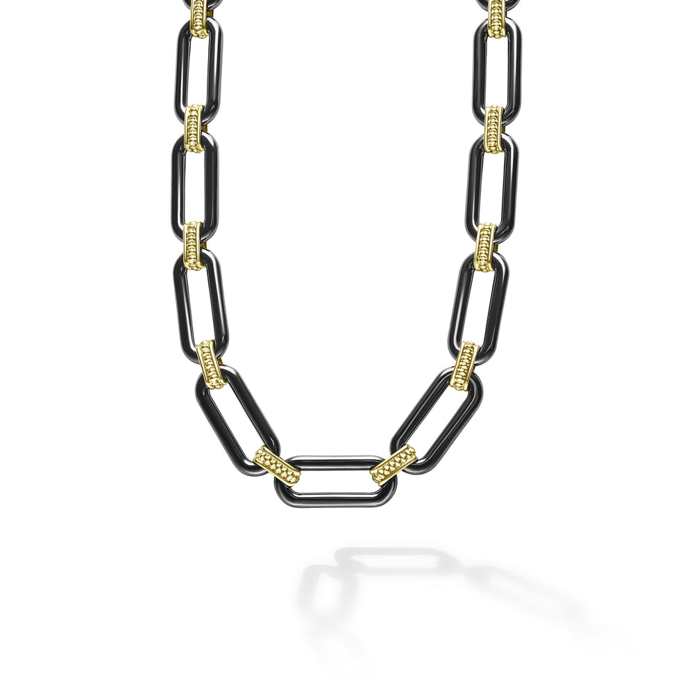 18K Gold Black Ceramic Necklace