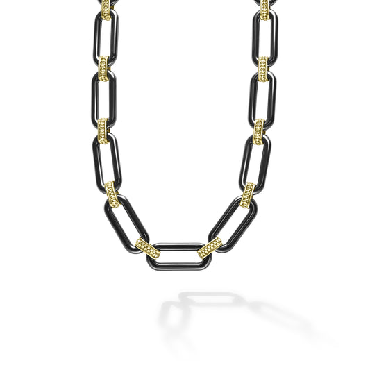 18K Gold Black Ceramic Necklace