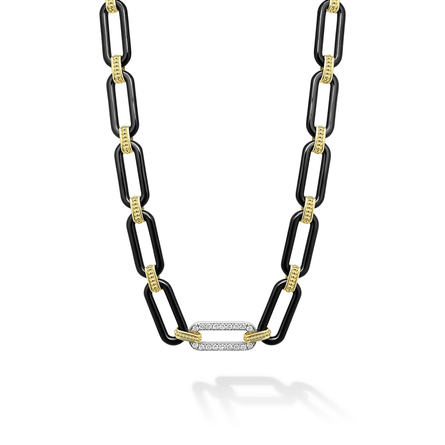 Black Ceramic Large Oval Link Toggle Necklace