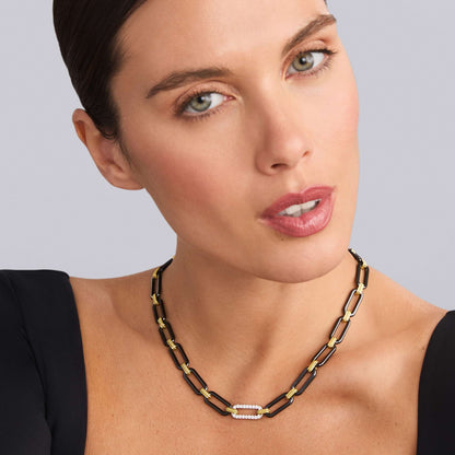 Black Ceramic Large Oval Link Toggle Necklace