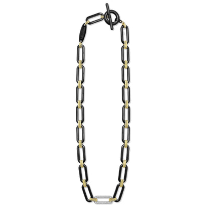 Black Ceramic Large Oval Link Toggle Necklace