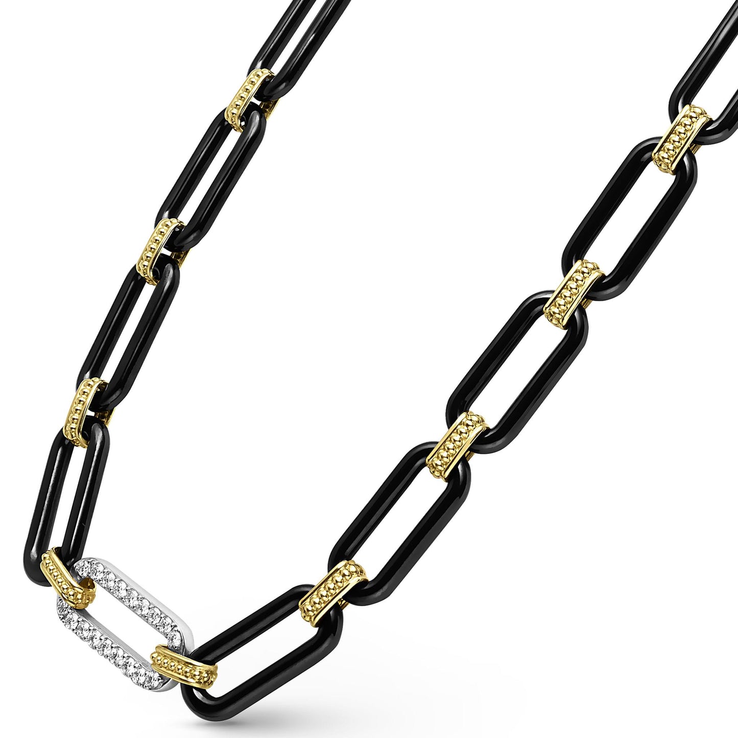 Black Ceramic Large Oval Link Toggle Necklace