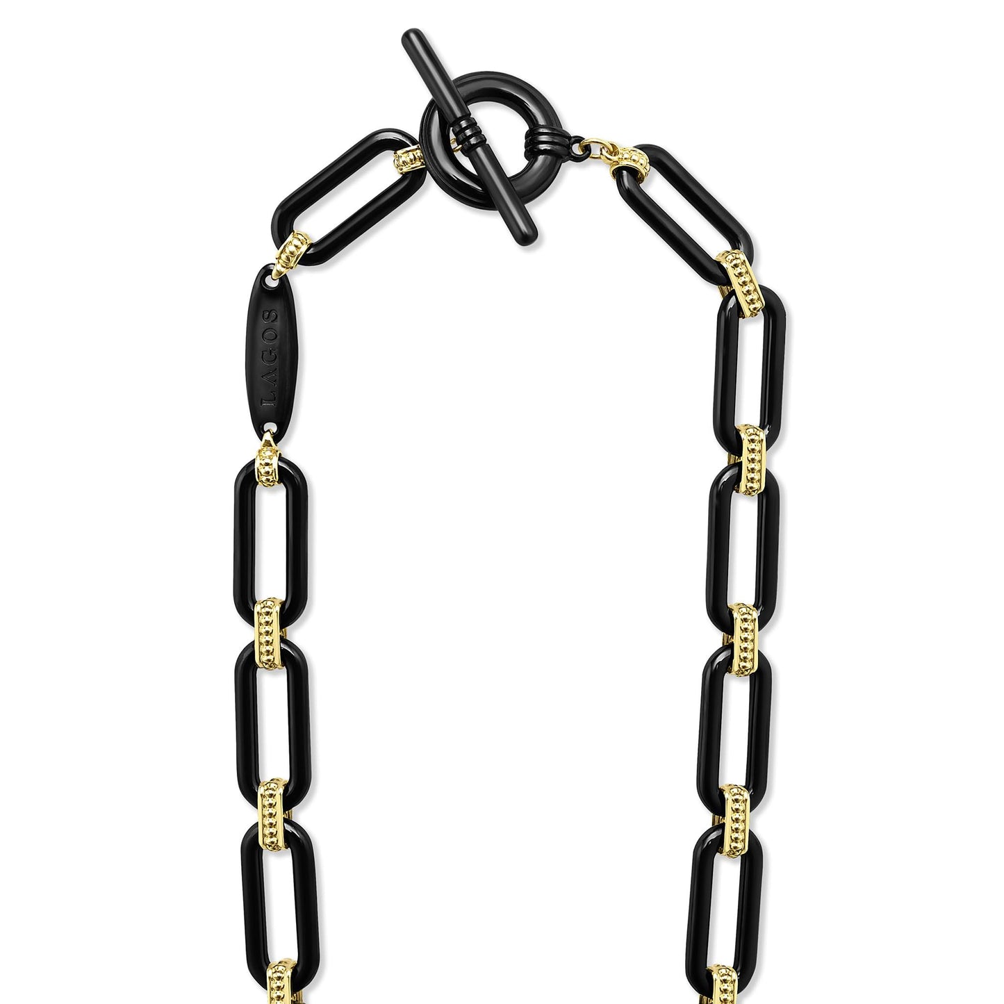 Black Ceramic Large Oval Link Toggle Necklace