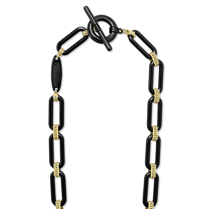Black Ceramic Large Oval Link Toggle Necklace