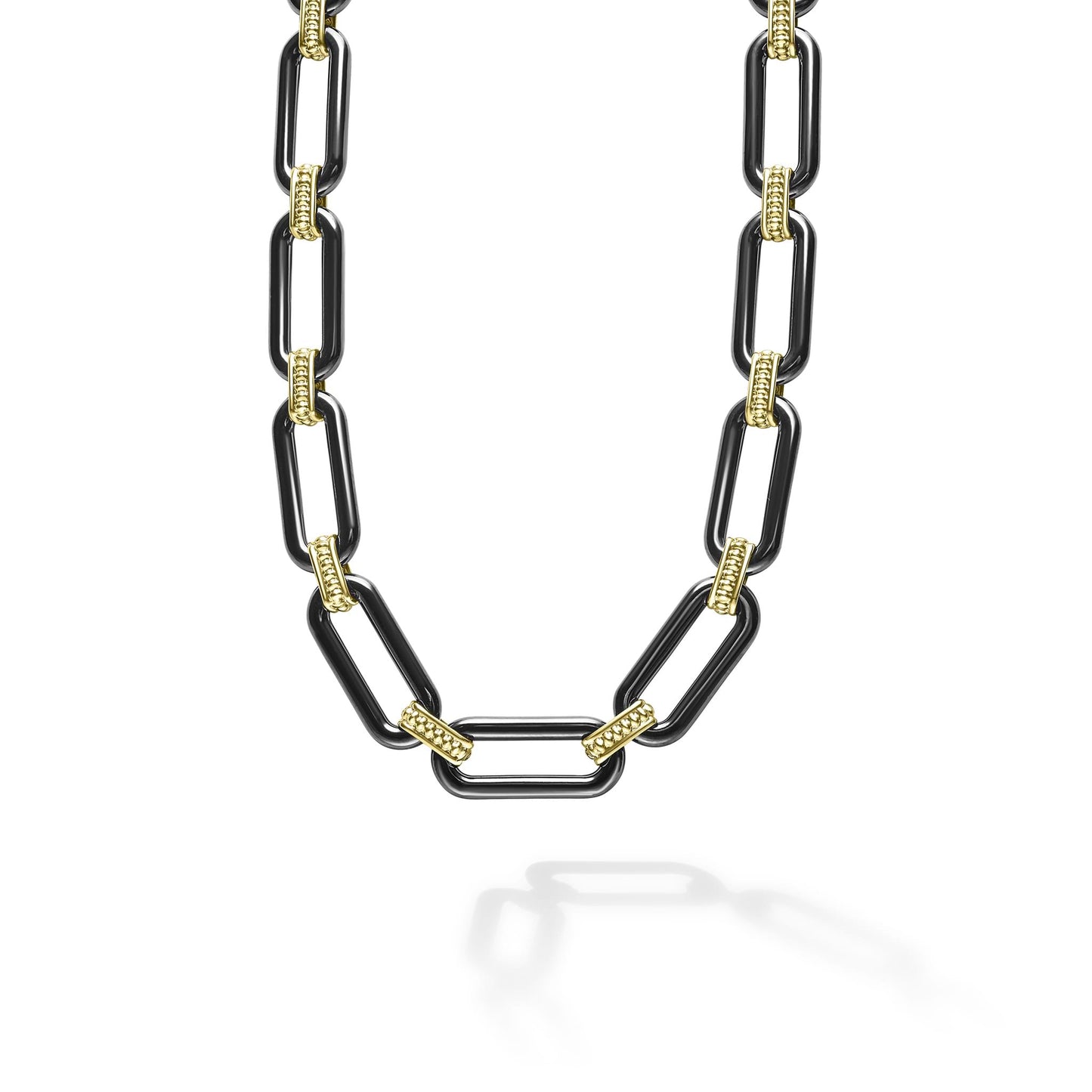 Black Ceramic Large Oval Link Toggle Necklace