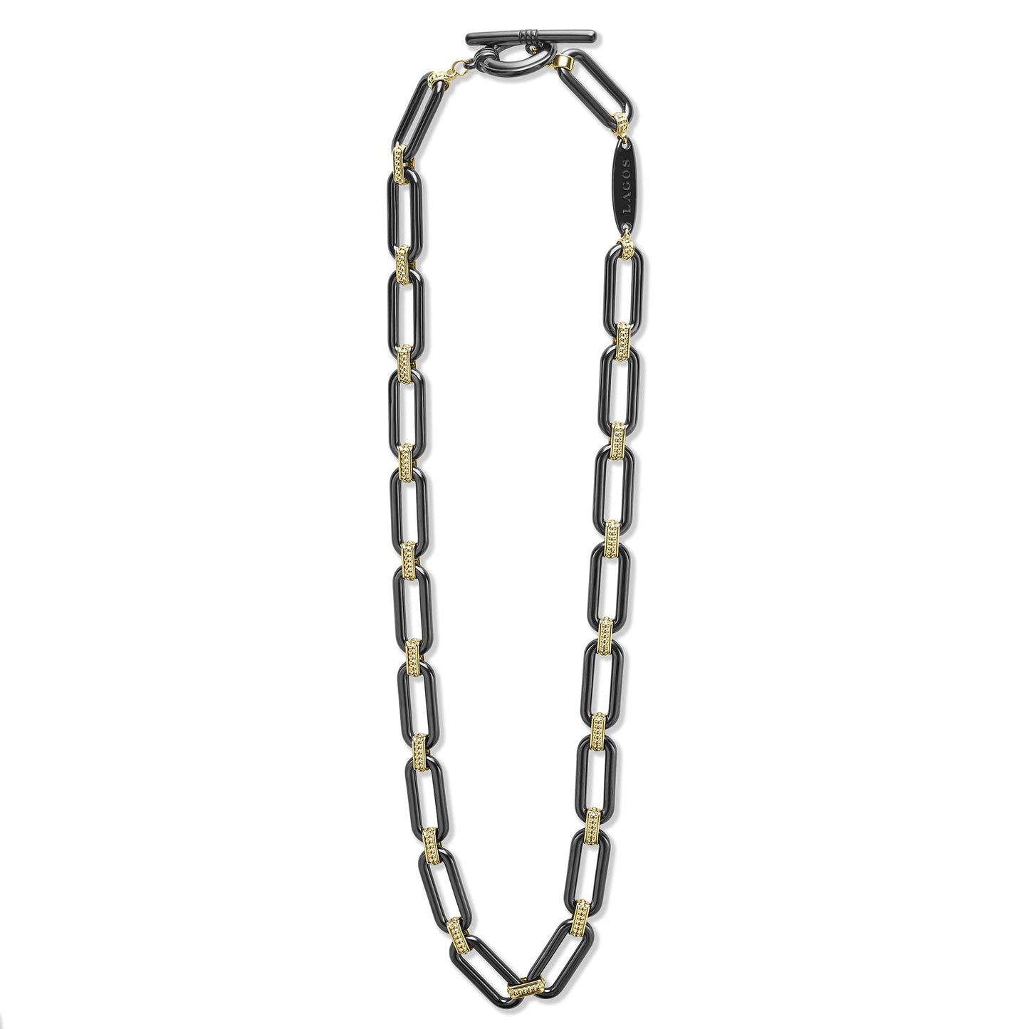 Black Ceramic Large Oval Link Toggle Necklace