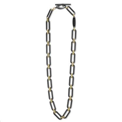 Black Ceramic Large Oval Link Toggle Necklace