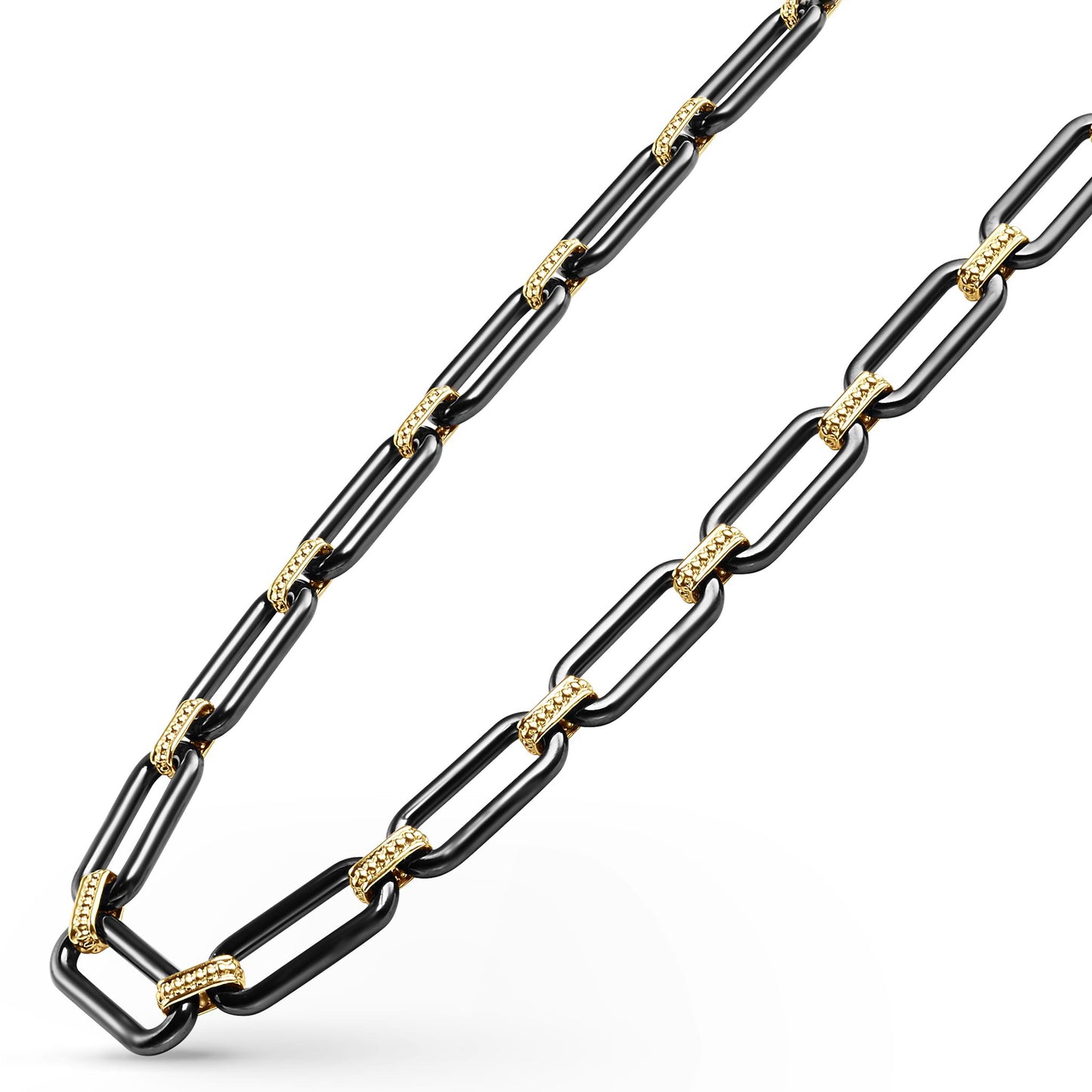 Black Ceramic Large Oval Link Toggle Necklace