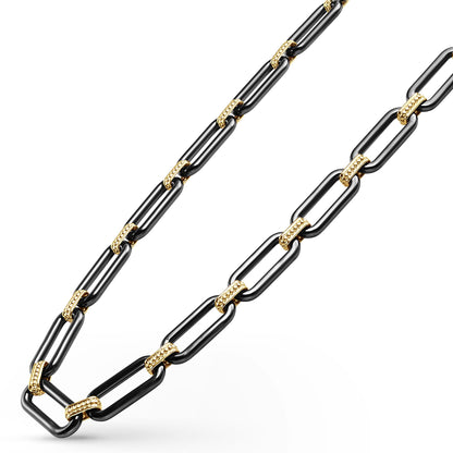 Black Ceramic Large Oval Link Toggle Necklace