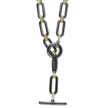 Black Ceramic Large Oval Link Toggle Necklace