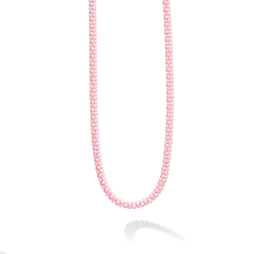 Sterling Silver and Pink Ceramic Necklace