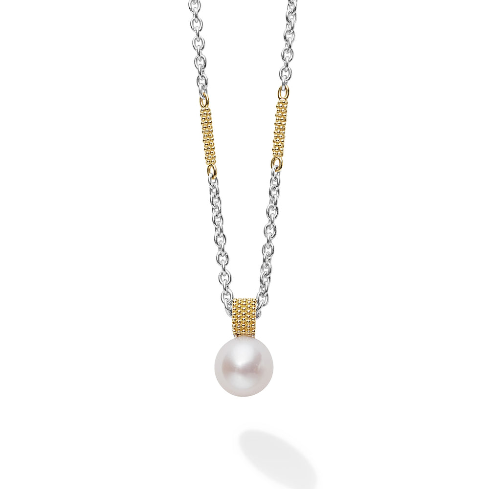 18K Gold and Sterling Silver Pearl Necklace