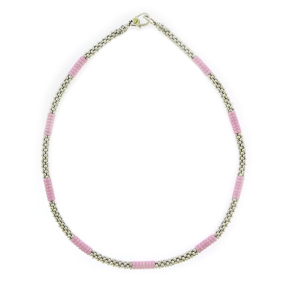 Sterling Silver and Pink Ceramic Necklace