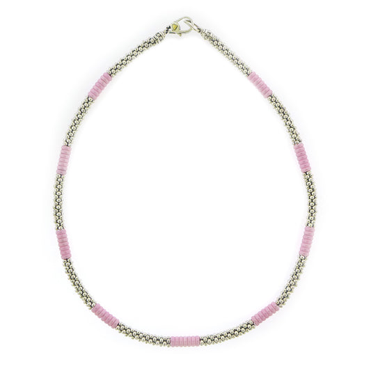 Sterling Silver and Pink Ceramic Necklace