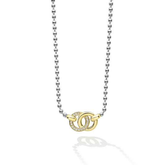 18K Gold and Sterling Silver Diamond Necklace