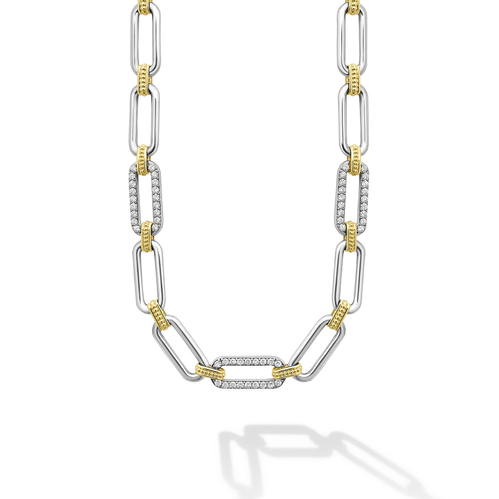 18K Gold and Sterling Silver Diamond Necklace