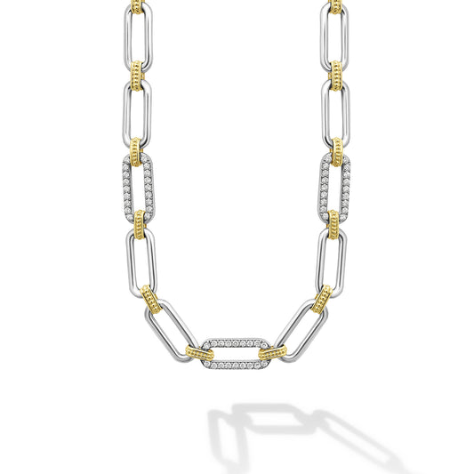 18K Gold and Sterling Silver Diamond Necklace