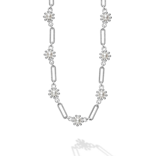 Sterling Silver and Pearl Link Necklace