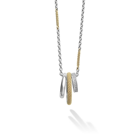 18K Gold and Sterling Silver Diamond Necklace