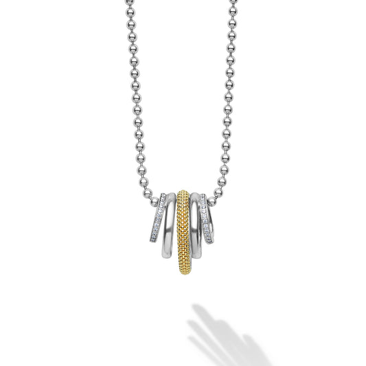 18K Gold and Sterling Silver Diamond Necklace